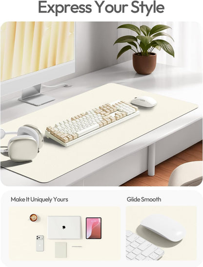 YSAGi Leather Desk Pad Protector, Large Mouse Pad, Non-Slip PU Leather Desk Blotter, Waterproof Writing Pad for Office and Home (31.5" x 15.8", Eggshell) - Colors A