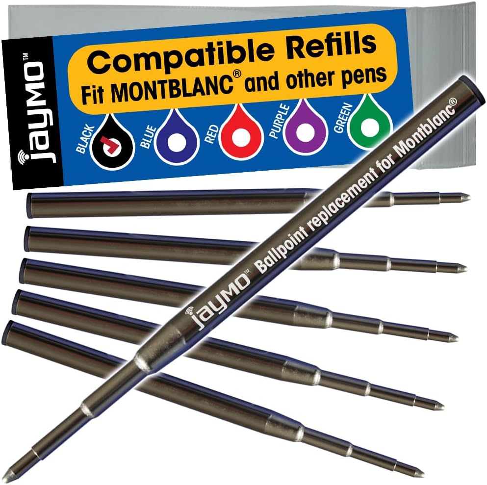 Jaymo Replacement for Montblanc 116218 - Measures 3.875 in / 98 mm Long - Ballpoint Pen Refill - 6 Purple