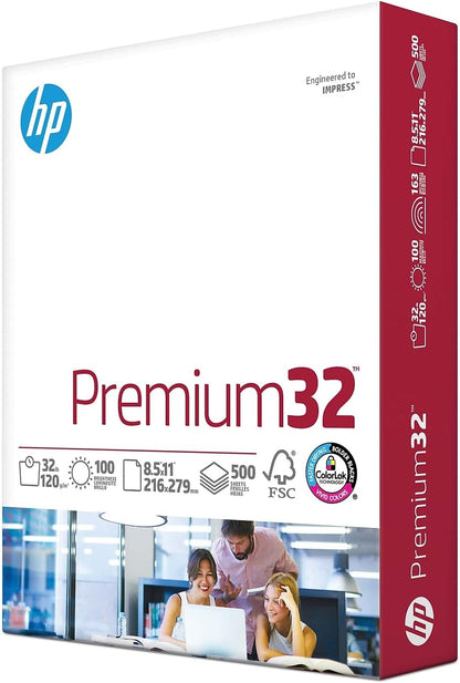 HP Printer Paper | 8.5 x 11 Paper | Premium 24 lb | 1 Ream - 500 Sheets | 100 Bright | Made in USA - FSC Certified | 112400R