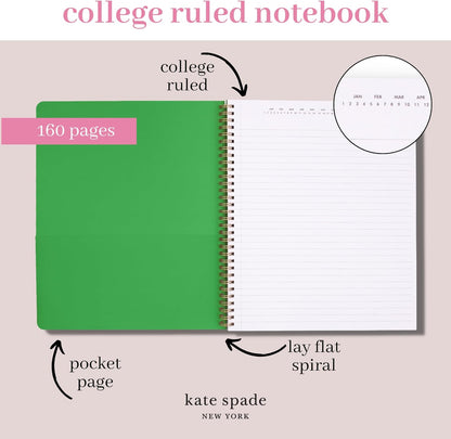 kate spade new york Large College Ruled Notebook, 11" x 9.5" Spiral Notebook with 160 Pages