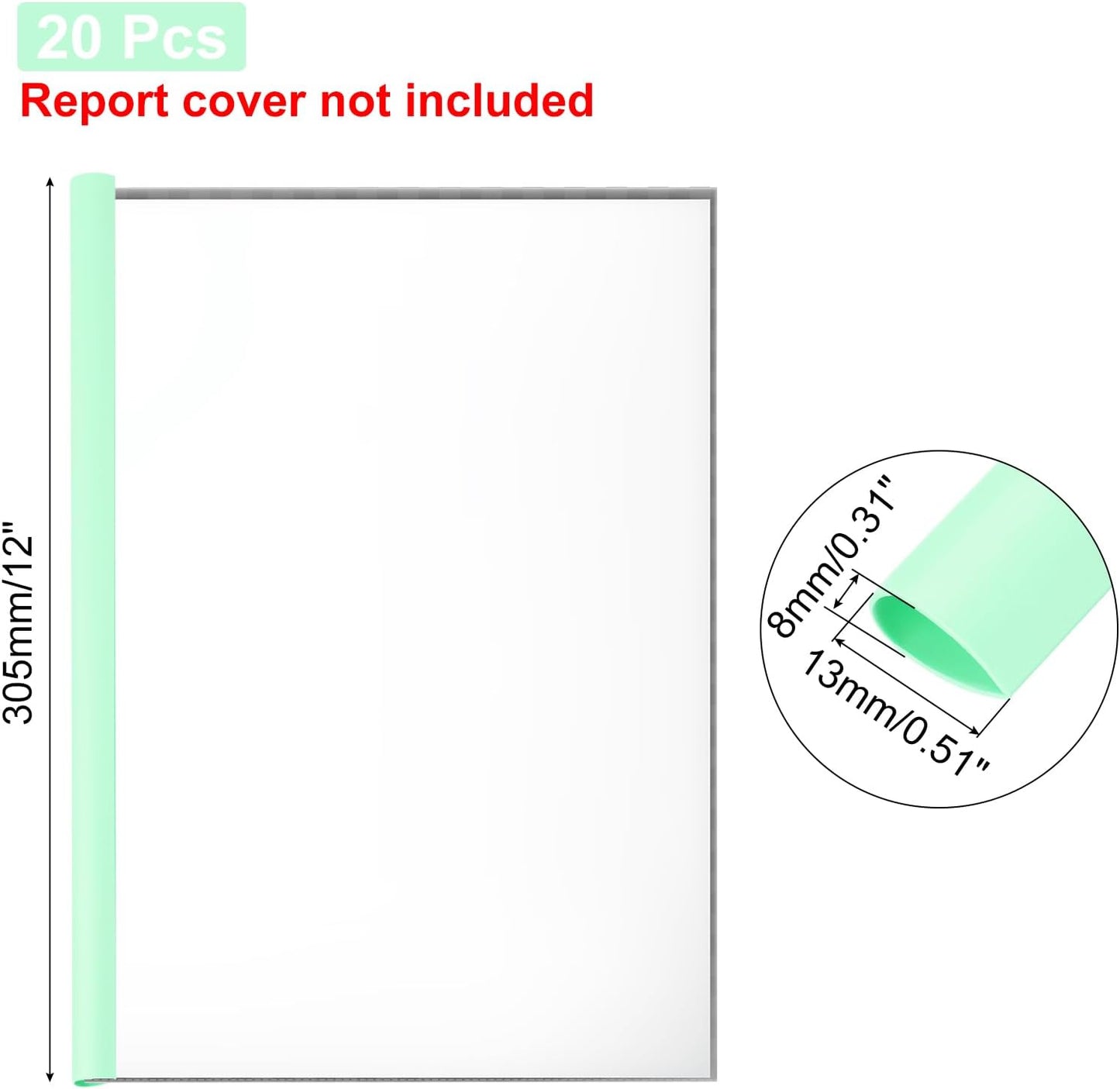 PATIKIL 20Pcs Binding Bars, 13x8mm Binding Bars Slide Grip 50 Sheets Capacity A4 Size Report Binder Presentation Binder for Study Office Report Cover Resume, Transparent Yellow