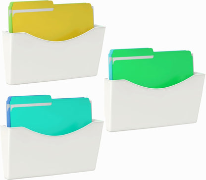 Kuntine.B 3 Pack Clear Single Pocket File Holder Hanging Wall Organizer, Wall Mount Mails Magazines Organizer for Office and Home