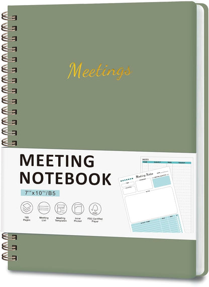 Meeting Notebook for Work Organization, Work Planner Notebook with Action Items, Project Agenda Planner for Note Taking, 160 Pages (6.9" X 9.9"), Perfect Office School Business Supplies for Women & Men(Blue)