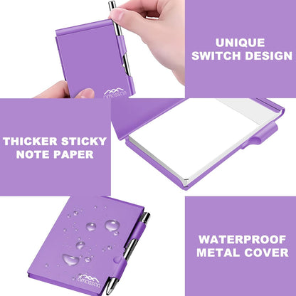 amassan Metal Small Notebook, Mini Notepad, Small Pocket Notepad Aluminum Note Case with Mini Metal Pen and 60-Page Sheets - Memo Books Note Pads(Gold)
