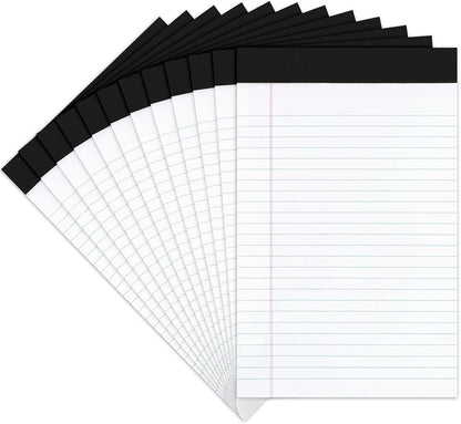 Goefun Legal Pads 8.5 x 11-50 Sheets Notepad, 12 Pack White Lined Notepads 8.5 x 11 Wide Ruled, Perforated Writing Pads Letter Size for Office, School, College
