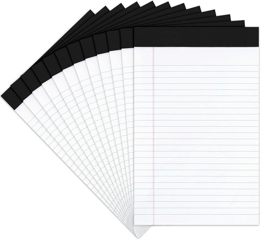 Goefun Legal Pads 8.5 x 11-50 Sheets Notepad, 12 Pack White Lined Notepads 8.5 x 11 Wide Ruled, Perforated Writing Pads Letter Size for Office, School, College