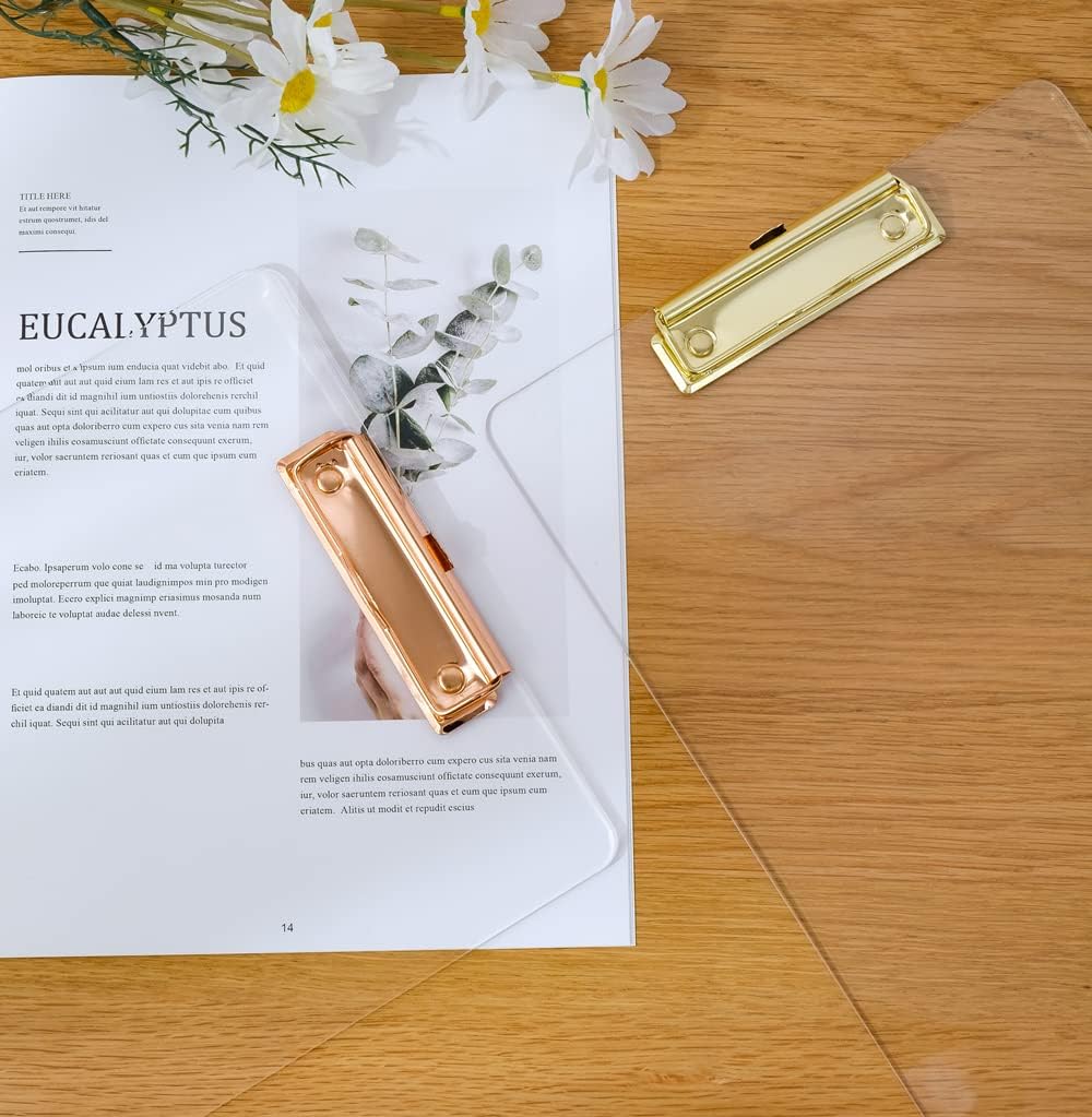 JIARI Acrylic Glitter Clipboard, Office Letter Size 8.5 x 11 Inches, A4 Paper Size, 1 Pack (Glitter-Rose Gold)
