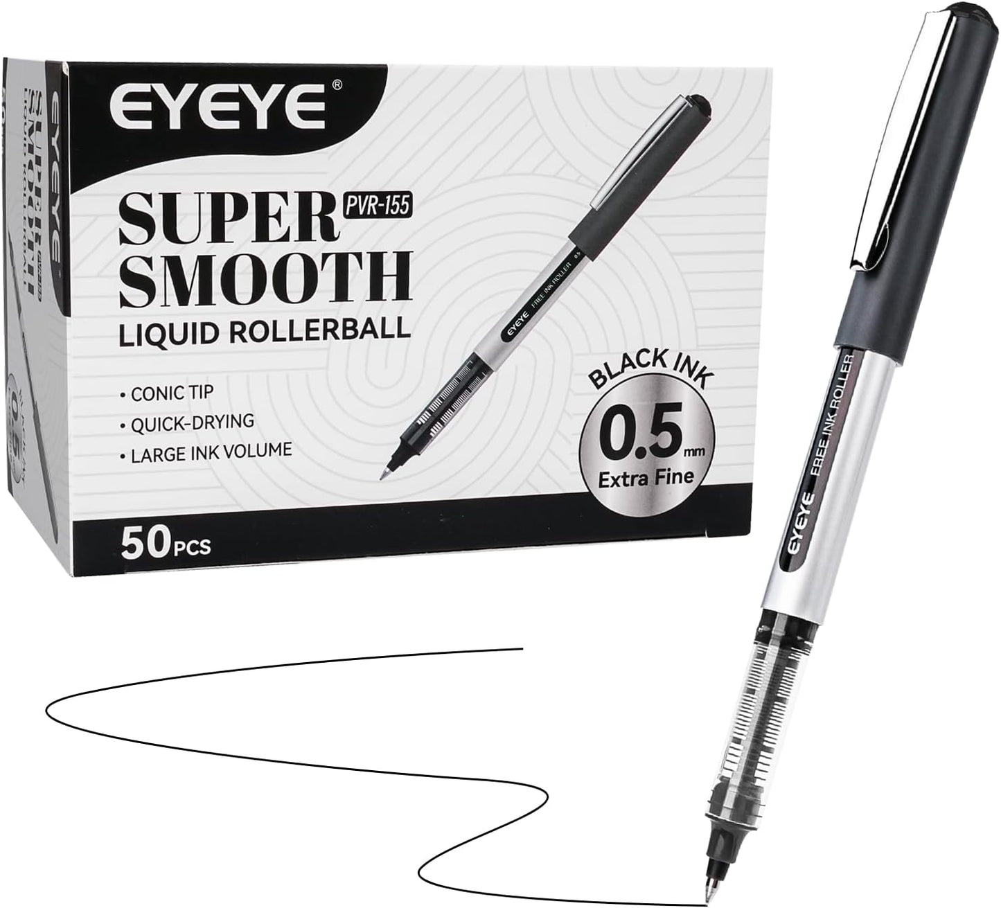 EYEYE 25 Pack 0.5mm Blue Rollerball Pens Extra Fine Point Quick Dry, Liquid Ink Pens Fine Point Smooth Writing Pen for Journaling, Note Taking, Office, School Supplies