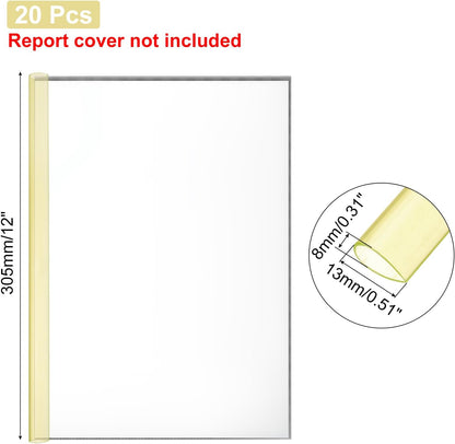 PATIKIL 20Pcs Binding Bars, 13x8mm Binding Bars Slide Grip 50 Sheets Capacity A4 Size Report Binder Presentation Binder for Study Office Report Cover Resume, Transparent Yellow
