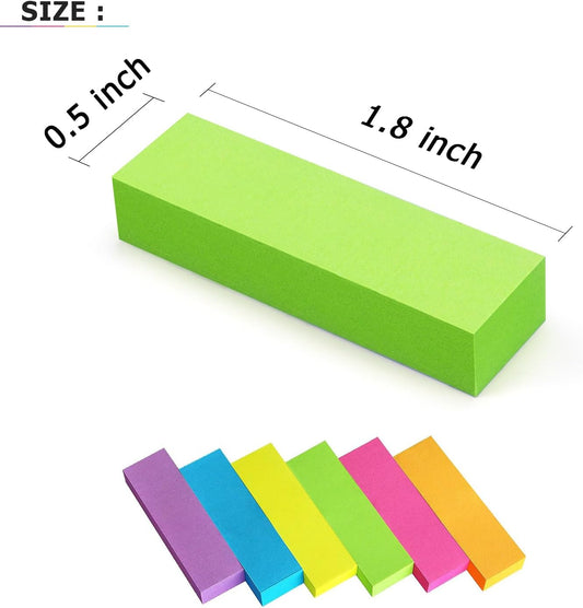 Eastern Wolf 30 Pads 0.5x1.8 Sticky Notes Flags Tabs Page Markers 6 Bright Color Sticky Index Tabs Page Flags 80 Sheet/Pad