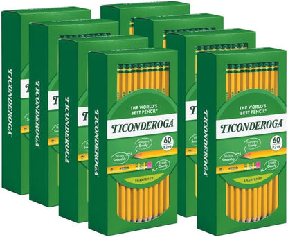 Ticonderoga Wood-Cased Pencils, Pre-Sharpened, 2 HB Soft, Yellow, 12 Count