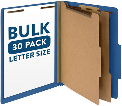 Blue Summit Supplies 30 Letter Size Dark Blue Classification Folders, 2 Dividers, 2 Inch Tyvek Expansions, Durable 2 Prongs, Letter Size, Dark Blue Color, 30 Pack