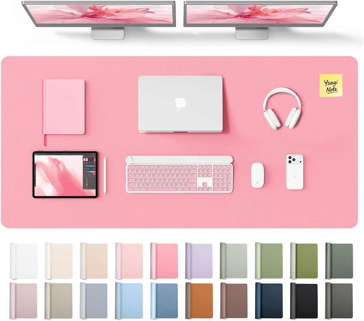 YSAGi Leather Desk Pad Protector, Large Mouse Pad, Non-Slip PU Leather Desk Blotter, Waterproof Writing Pad for Office and Home (31.5" x 15.8", Eggshell) - Colors B