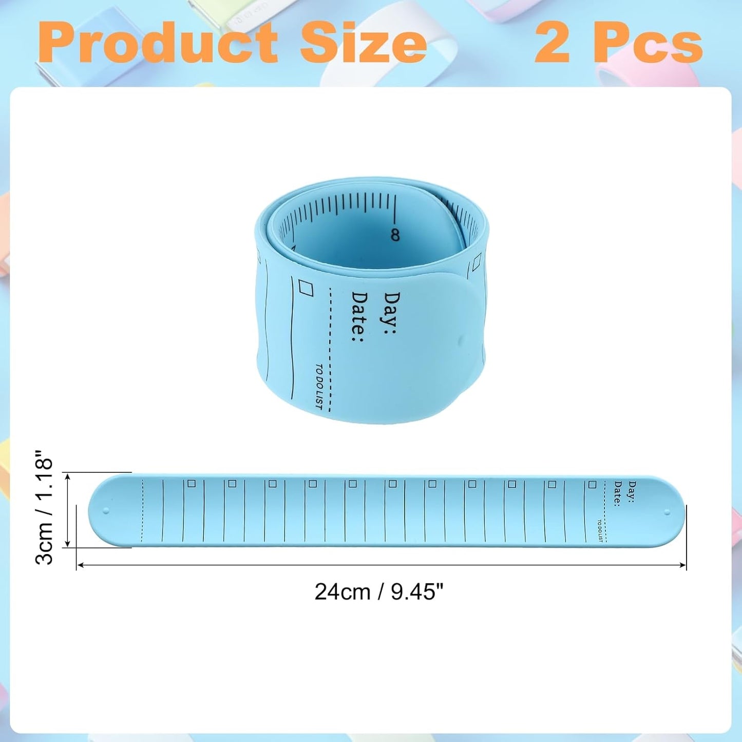 uxcell 2Pcs Writable Wrist Band, 9.45" x 1.18" Waterproof Slap Bracelet Reusable Writable Erasable to Do List Silicone Memo Wrist Bands for Planner Reminder (White)