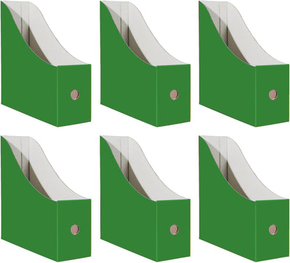 Limitliho 6 Pack Cardboard Magazine Holder for Desk, Book Bins for Classroom Library,Office,Home, 10.6" H x 10.2" L x 3.5" W in Magazine File Holder (Elegant color)