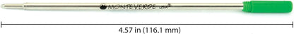 Monteverde USA Soft Ballpoint Refills to Fit Cross Pens, Medium Point, Green Ink, 2-Pack – Bold and Smooth Writing Solution
