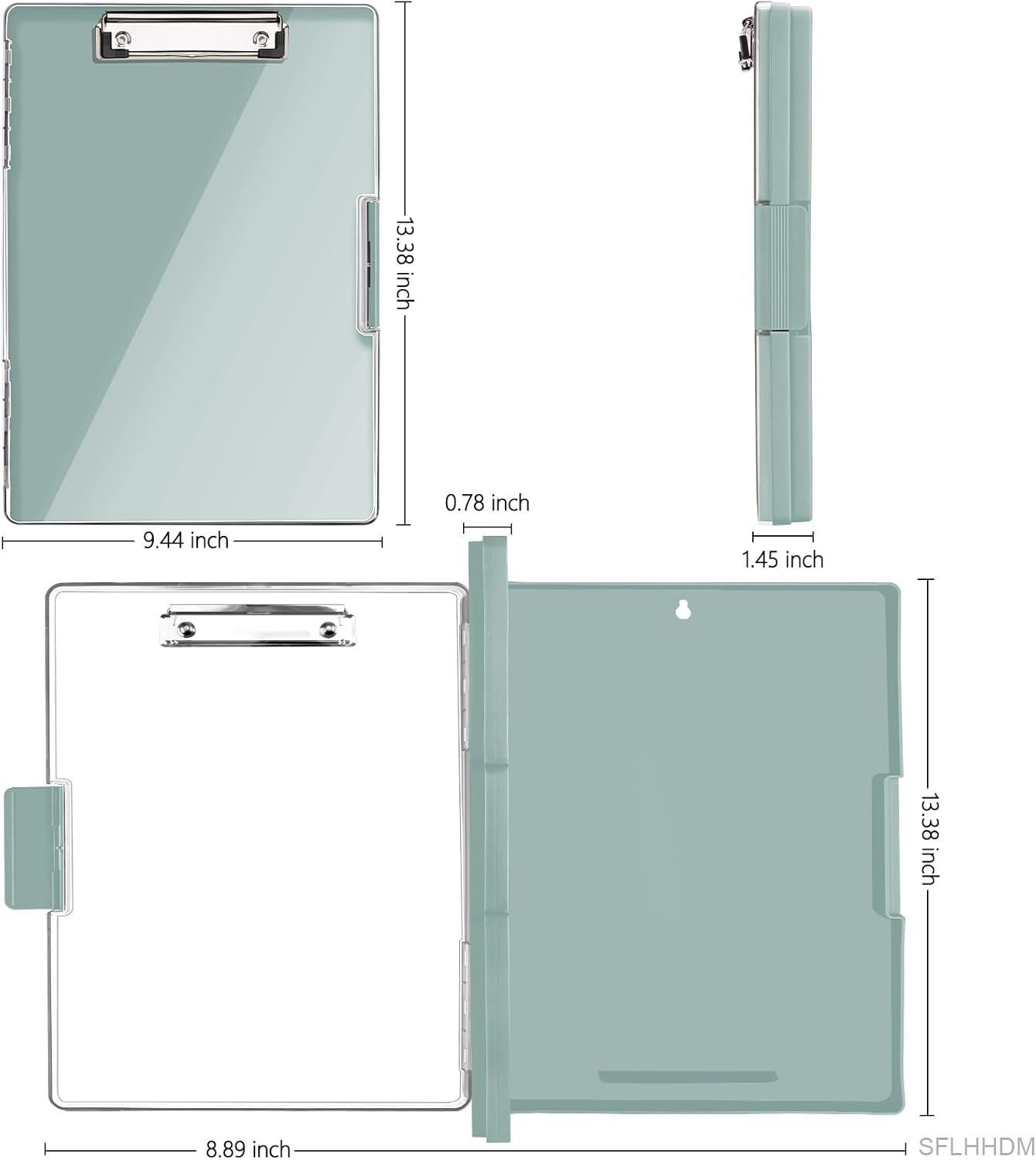 SFLHHDM Clipboard with Storage,Heavy Duty Clip Boards 8.5x11 with 2 Storage Case,Clear Visible Panel Storage Clipboards,Side Opening Nursing Clipboard Folder for Office Supplies-Light Purple