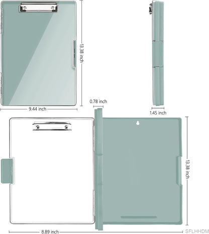 SFLHHDM Clipboard with Storage,Heavy Duty Clip Boards 8.5x11 with 2 Storage Case,Clear Visible Panel Storage Clipboards,Side Opening Nursing Clipboard Folder for Office Supplies-Light Purple