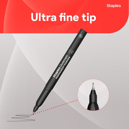 STAPLES Permanent Markers, Ultra Fine Tip, Black, 12 Pack – Duramark Precision Markers for Writing, Drawing & Labeling