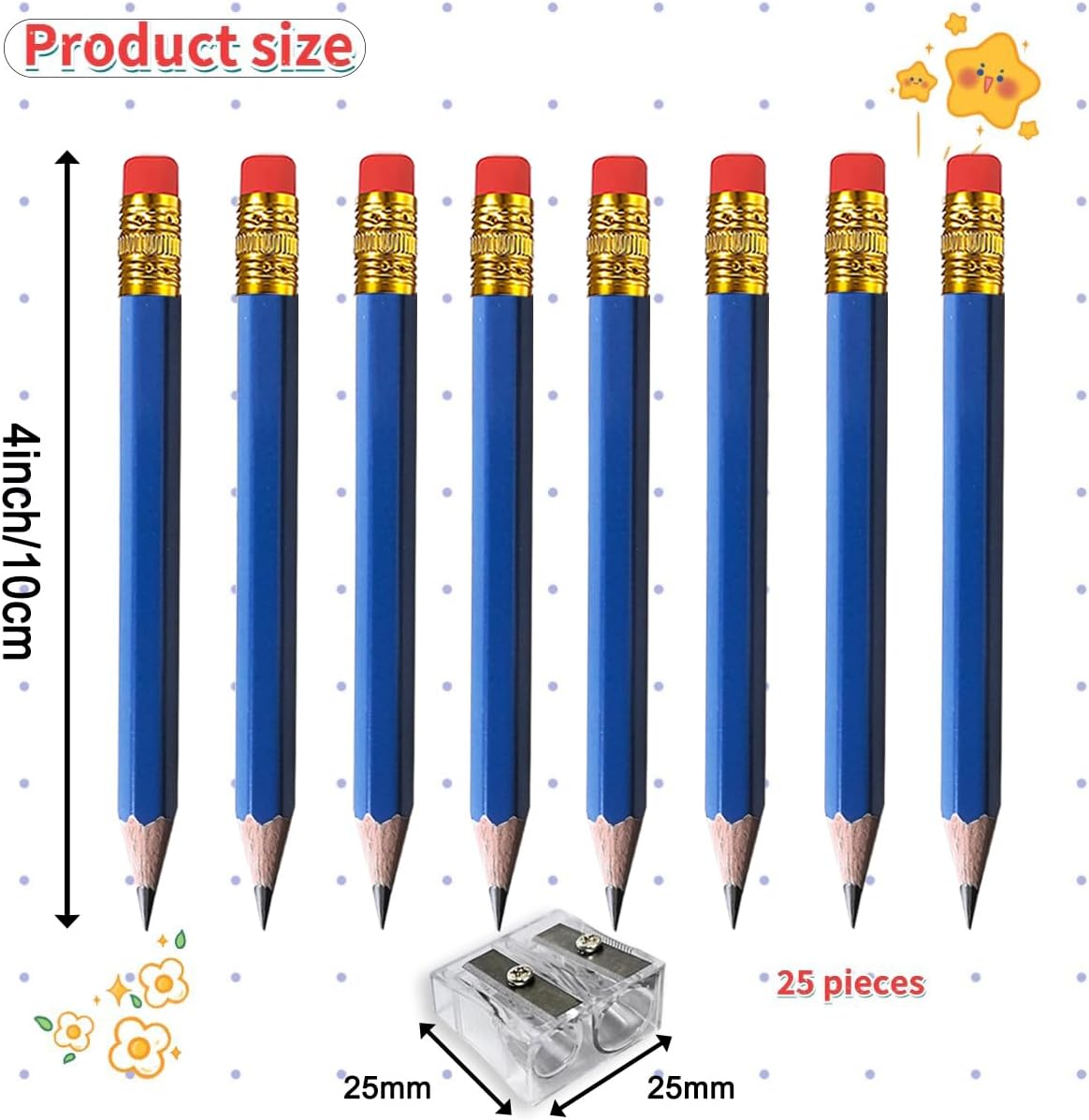 Adhere 25pcs Golf Pencils with Eraser Pre sharpened Hexagon half Wooden Pencils Graphite 2B for Golf Event Scoring,Classroom,Wedding,Company Meetings,Pew, Pocket (Nature)
