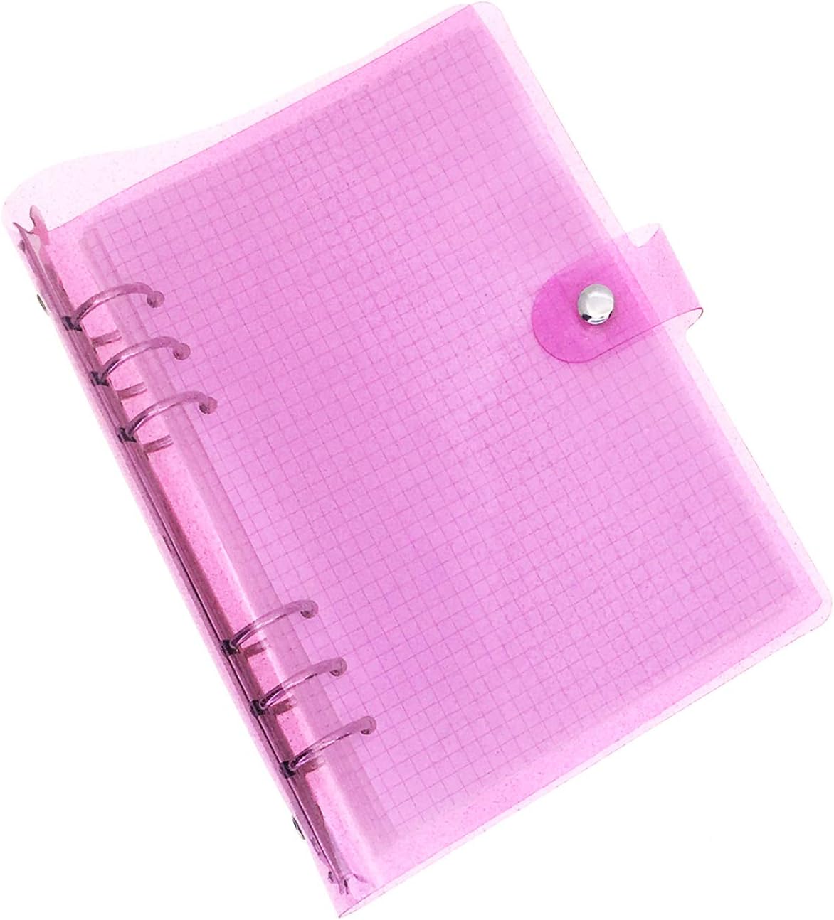A6 A5 6-Holes Colorful PVC Cover Round Ring View Binder with Snap Button Closure File Folder for Loose Leaf Sheet Protectors Notebook Refill (Pink Daisy, A5 Mini Set) - Colors B