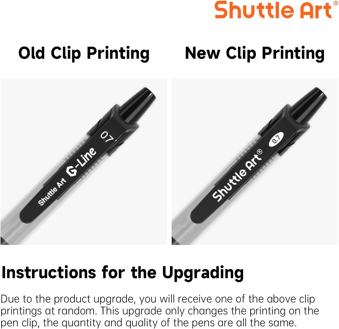 Shuttle Art Black Gel Pens, 100 Pack Retractable Medium Point Rollerball Gel Ink Pens Smooth Writing with Comfortable Grip for Office School Home Work