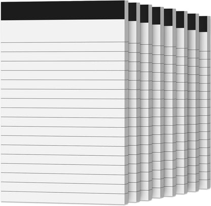 Legal Pads 8.5 x 14 Note Pads, 6 Pack Writing Pads Wide Ruled Notepads, Micro Perforated Notepad, Double-Side Printed Lined Paper Pads 30 Sheets per Notepad, White Legal Pads for Home, Office, School