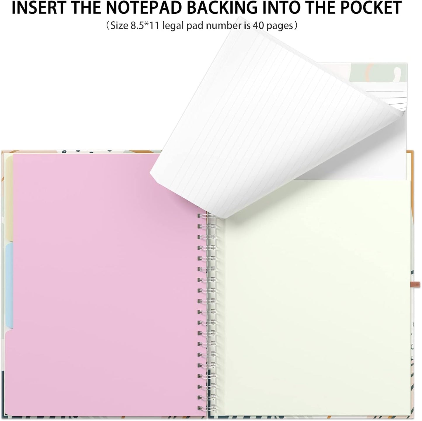 Rimilak Spiral Clipboards Folio with Refillable Lined Notepad, 14.5 x 9.8 In, Hardcover Cover with 5 Interior Pockets, Elastic Band and Pen Loop Series. Cute Stylish Clipfolio, Daisy Flower