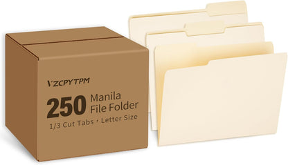100 Packs Manila File Folder,Manilla Folder 8.5x11,1/3 Cut Tabs Folder for Office,School and Home,Organizer File Folder Letter Size