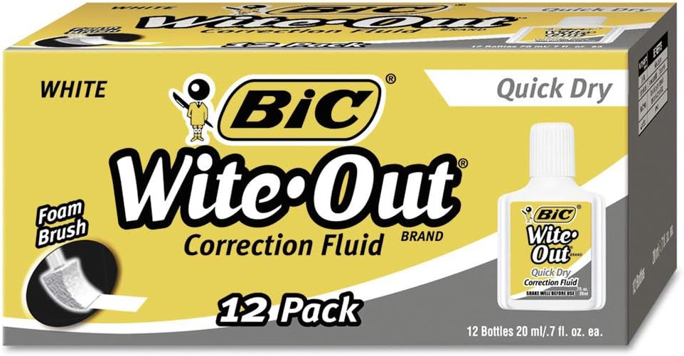 BICWOFQD12WE - BIC Wite-Out Quick Dry Correction Fluid