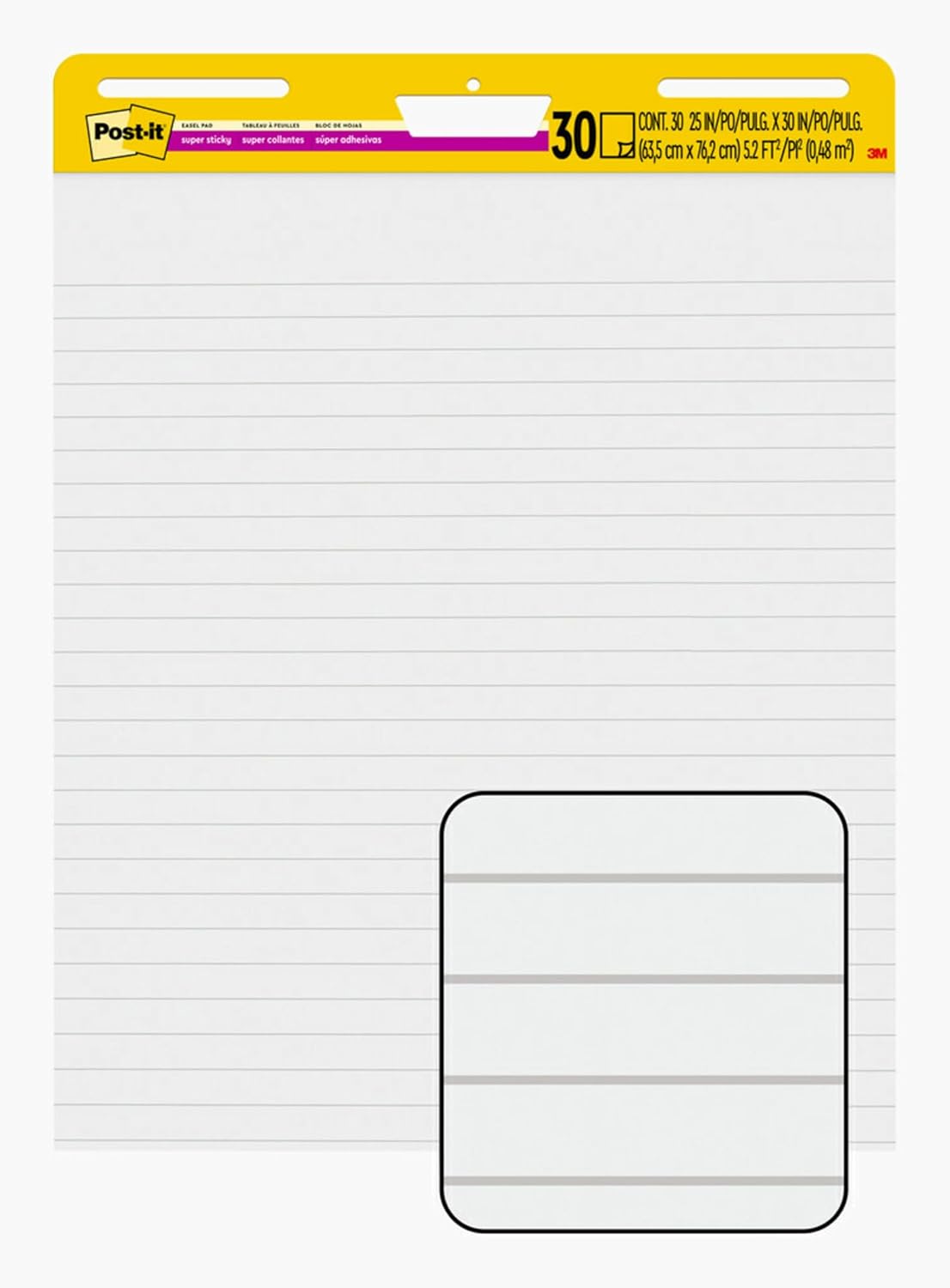 Post-it Super Sticky Easel Pad, 30 Sheets Per Pad, 36 Pads, Large, White Lined, Premium Self Stick Flip Chart Paper, Teacher Anchor Chart, Super Sticking Power