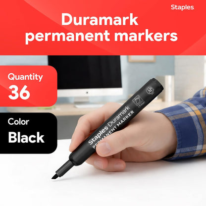 STAPLES Permanent Markers, Ultra Fine Tip, Black, 12 Pack – Duramark Precision Markers for Writing, Drawing & Labeling