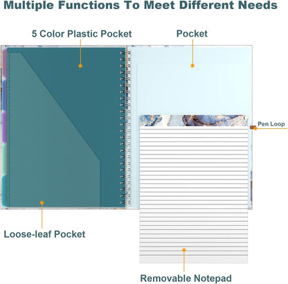 Hongri Clipboard Folio with Refillable Lined Notepad, 8.5 x 11 Folders with Storage 10 Pockets, Spiral Portfolio, Size 12.8X 9.7 in, Office & School Supplies, Skeleton