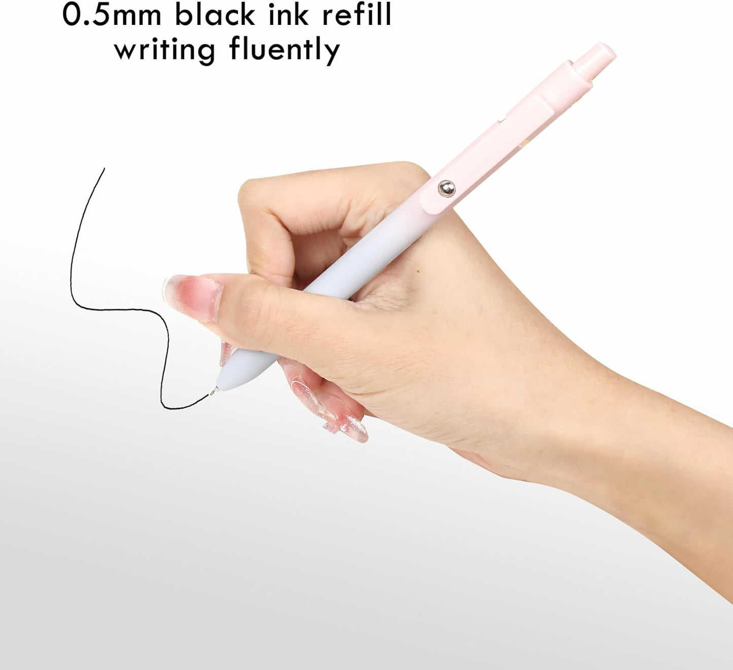 Ddaowanx Gel Pens, 6 Pcs 0.5mm Quick Dry Black Ink Pens Fine Point Smooth Writing Pens, Cute Office School Supplies Gifts for Women