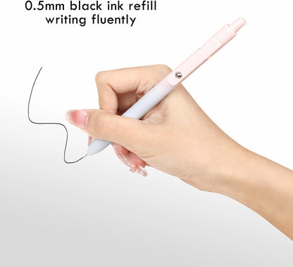 Ddaowanx Gel Pens, 6 Pcs 0.5mm Quick Dry Black Ink Pens Fine Point Smooth Writing Pens, Cute Office School Supplies Gifts for Women