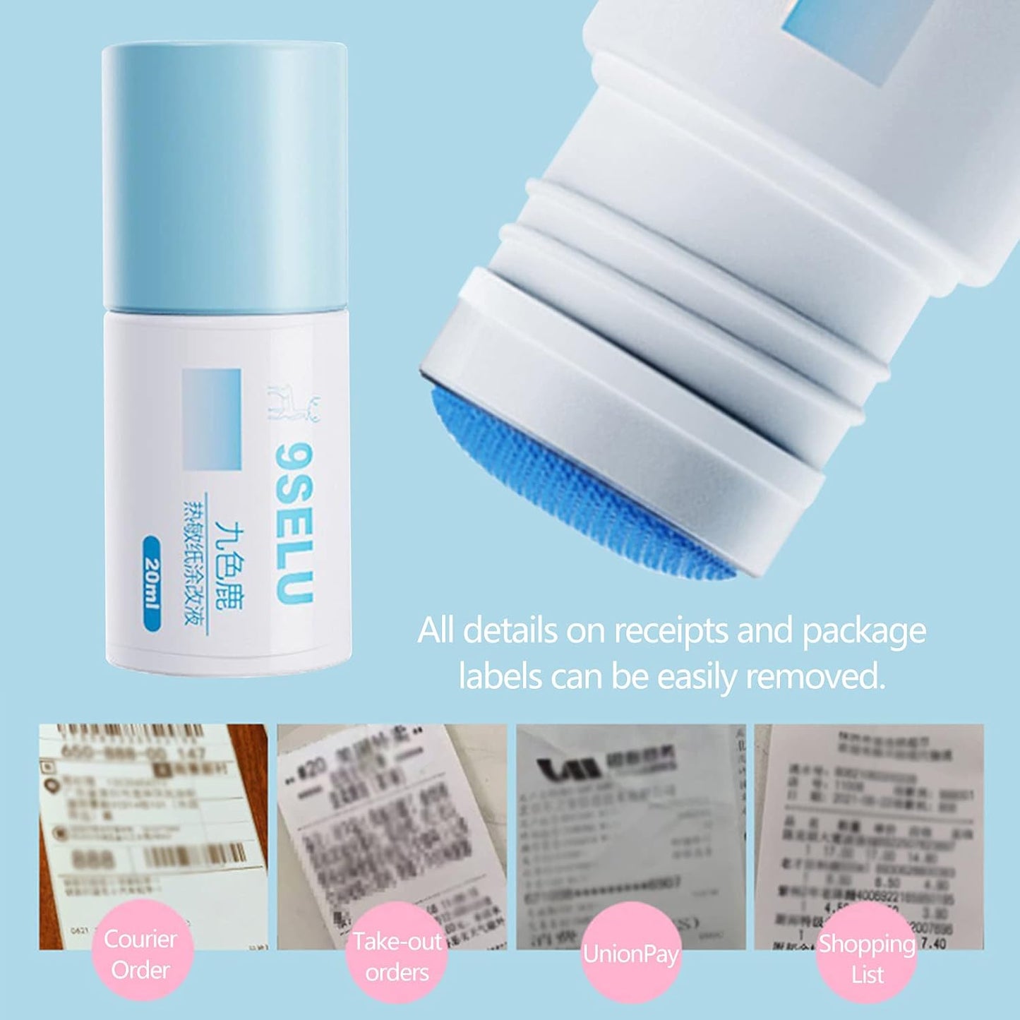 Thermal Paper Data Protection Fluid-Privacy Information Coverage Fluid, Portable Application Glue Stick, Paper Data Glue Stick, Mini Correction Fluid Courier Information Smear Liquid for ID Privacy