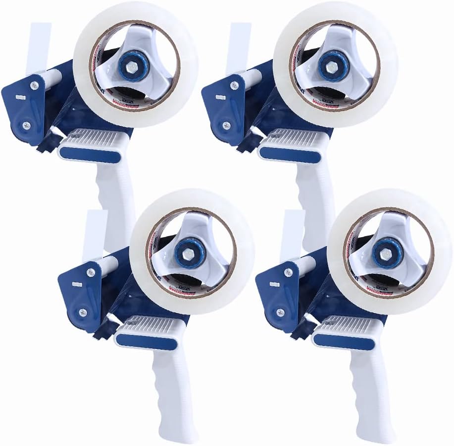 Heavy Duty Packing Tape Gun for 2" Width Tape, Hold up to 180 Yards Length roll, Plus 1 Roll of Heavy Duty Packing Tape 1.88" x 60y x 2.7mil, Perfectape Brand, 4-Pack
