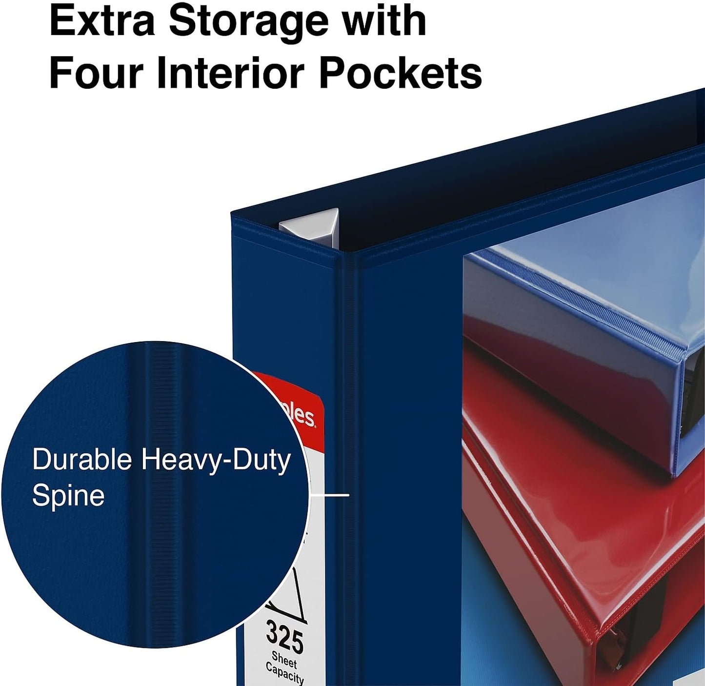Staples Heavy-Duty 2-Inch D-Ring View Binder, Reinforced Spine, Holds Up to 450 Sheets, Gray, for Office & School