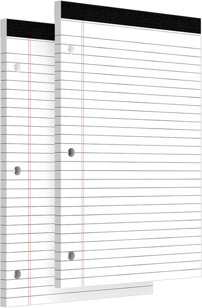 3 Hole Legal Pad 8.5 x 11, 3 Pack White Note Pads, Notebook Paper Wide Ruled, Writing Paper Pads, Notepads with Binder Holes, Lined Paper 8.5x11, Ideal for School, Home, Office, 30 Sheets/Pack