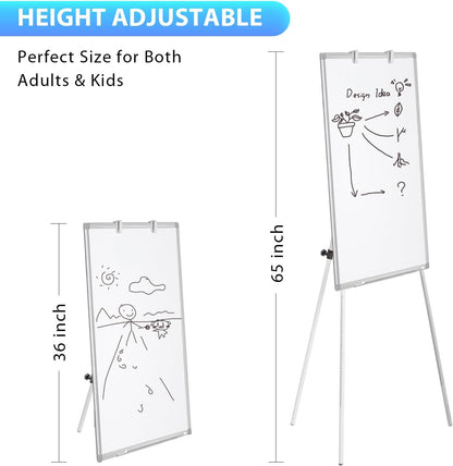Easel Whiteboard - Magnetic Portable Dry Erase Easel Board 36 x 24 Tripod Whiteboard Height Adjustable Flipchart Easel Stand White Board for Office or Teaching at Home & Classroom (Black)