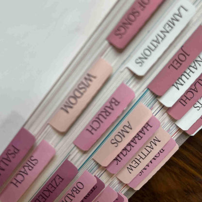 Thinkor- Repositionable Bible Tabs, 66 Pink Theme Laminated Tabs for Women, Thinkor for Study Bible