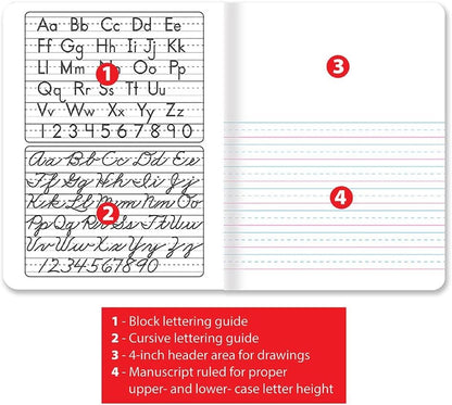 Better Office Products Primary Journal, Hardcover, Primary Composition Book Notebook - Grades K-2, 100 Sheet, One Subject, primary composition notebook with picture space