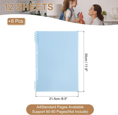 PATIKIL 12 Pack Binding Covers, A5(8.4x5.7 Inch) 22 Mil Plastic Notebook Covers Sheets with Binding Comb for Book Report Presentation, Light Blue