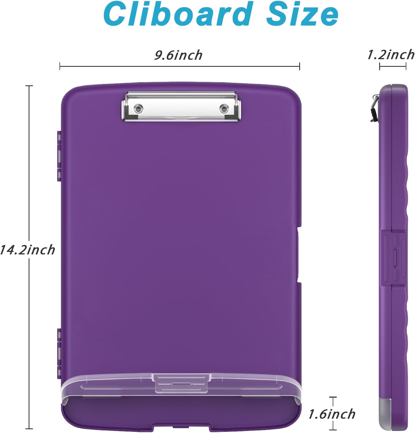 Rimilak Plastic Clipboard with Storage, 8.5 x 11 High Capacity Folio Nursing Case with Pen Holder, Size 14.2 x 9.6 x 1.2″ Folder Side-Opening for Classroom, Teacher, Smooth Writing, Dark Green