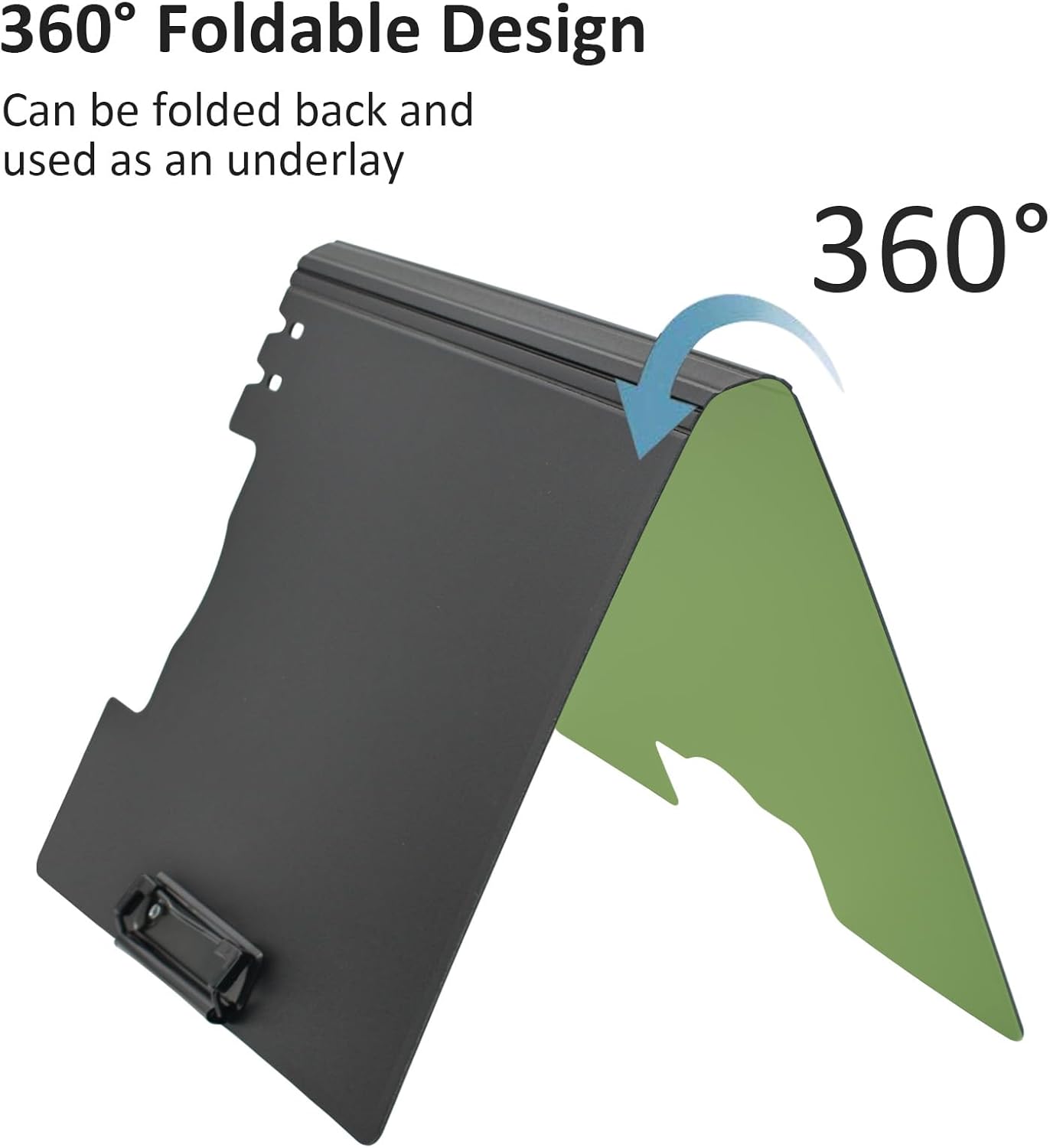 VANRA Clipboard Folder A4 File Cover Clipboards with Double Metal Clips, Plastic Foldable Binder Clipboard with Pen Holder for Office School Classroom (Black)