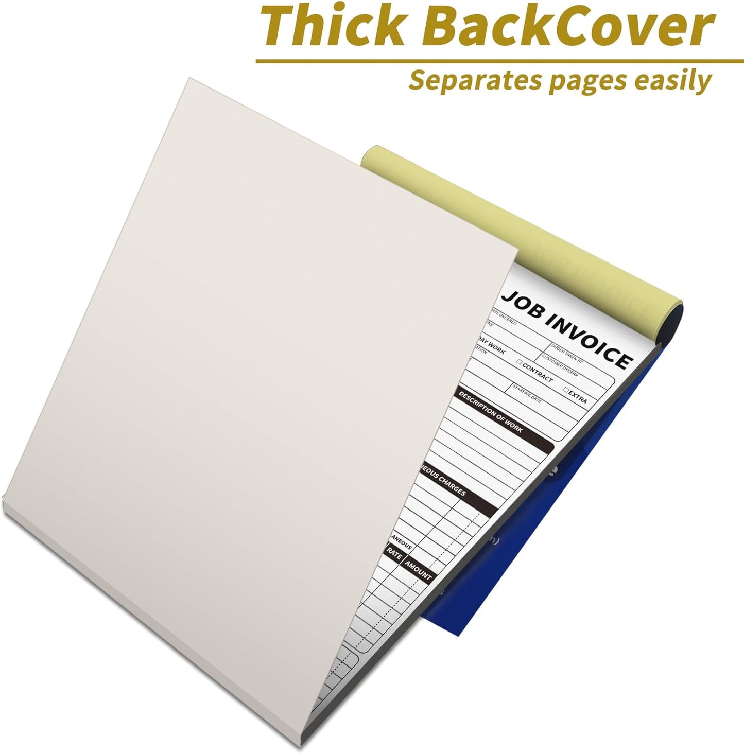 Carbonless Work Order Forms,7.5 x 11 inches Invoices for Small Business,Sales Order Book with Backing Board, 2-Part Receipt with Carbon Copy, 50 Sets