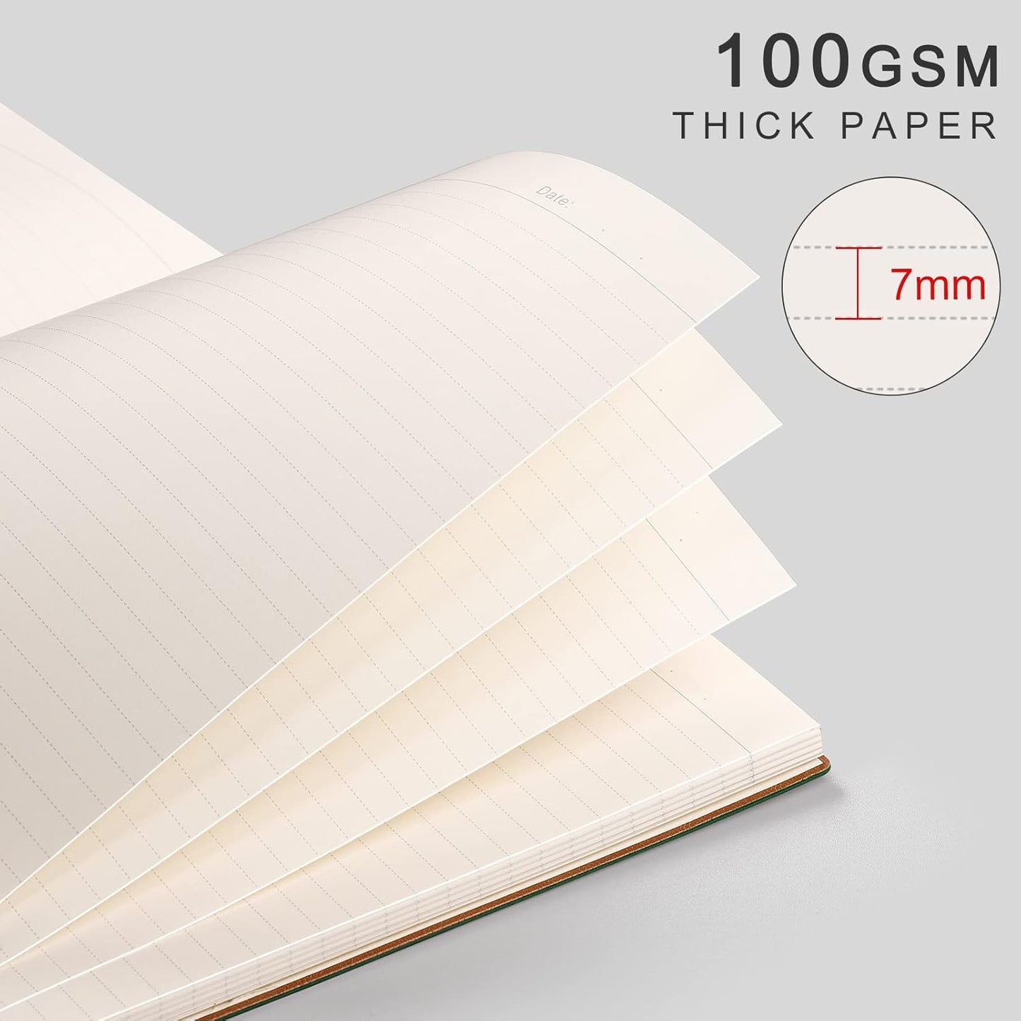 AHGXG 8.5''×11'' Notebook College Ruled - Large A4 Notebook Lined Journal - 320 Pages Thick Journal for Writing, 100gsm Thick Paper, Leather Softcover, for Work School - Black