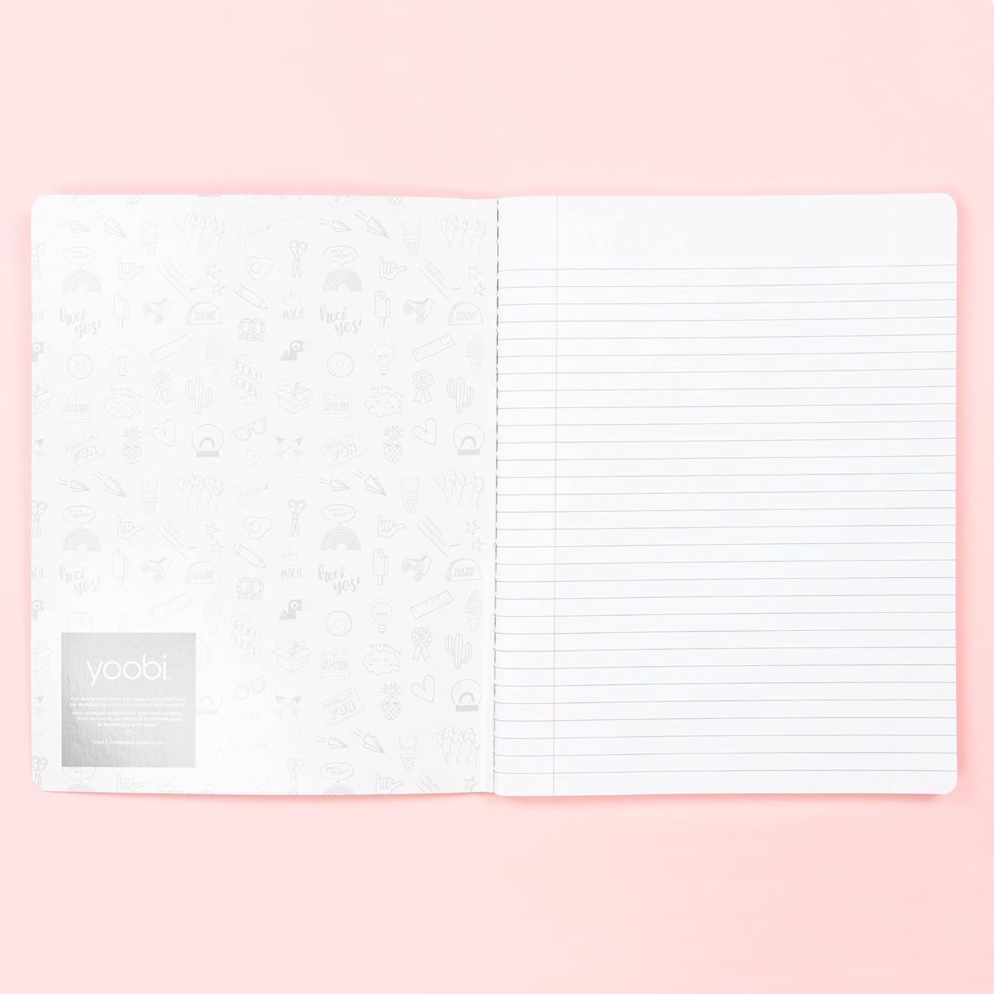 Yoobi College Ruled 8 x 10.5” Spiral Notebook Set – 3-Pack of 1 Subject Notebooks, Pink, Purple & Black Celestial Patterns – 150 Perforated 3-Hole Punched Sheets