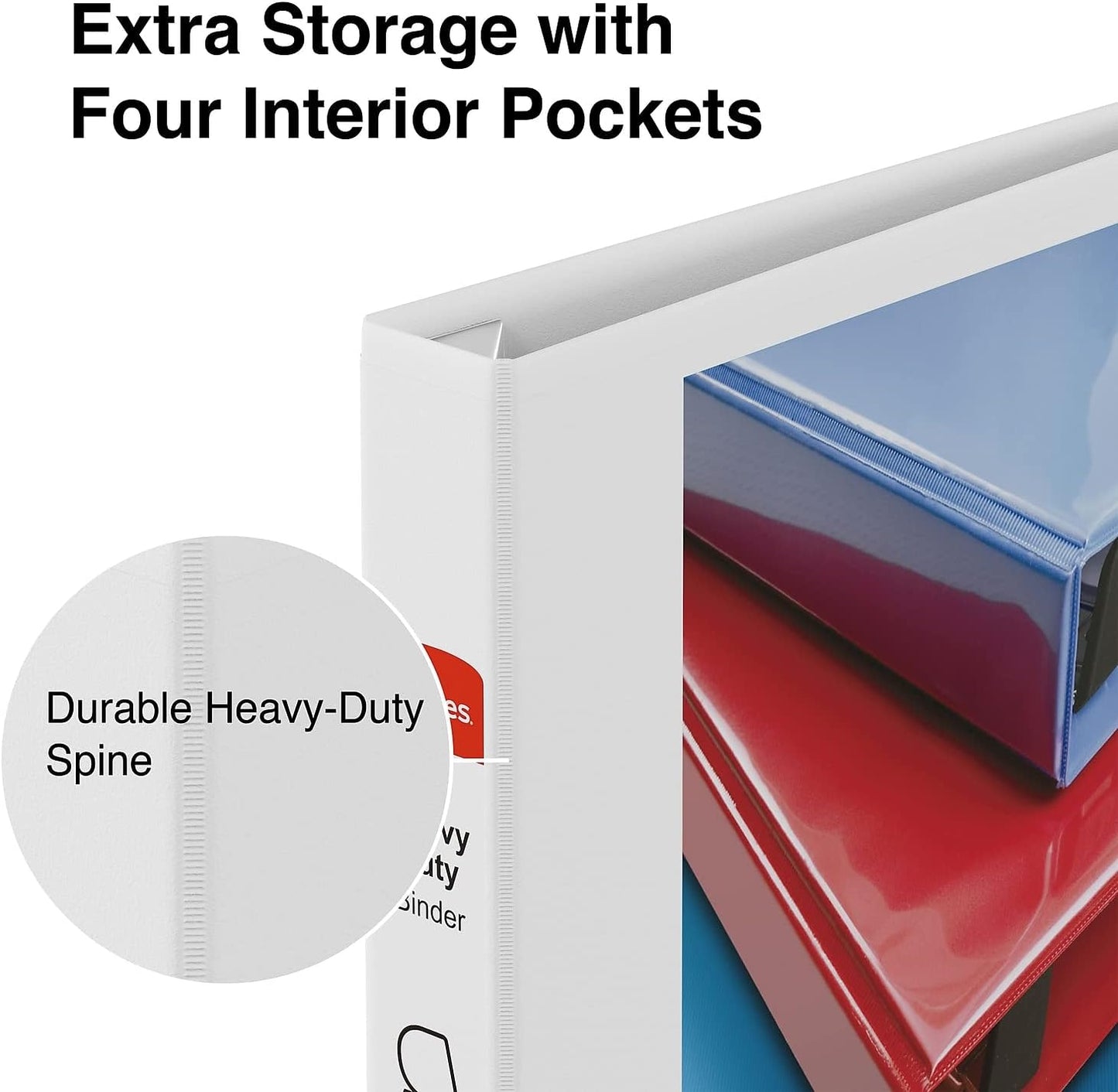Staples Heavy-Duty 2-Inch D-Ring View Binder, Reinforced Spine, Holds Up to 450 Sheets, Gray, for Office & School