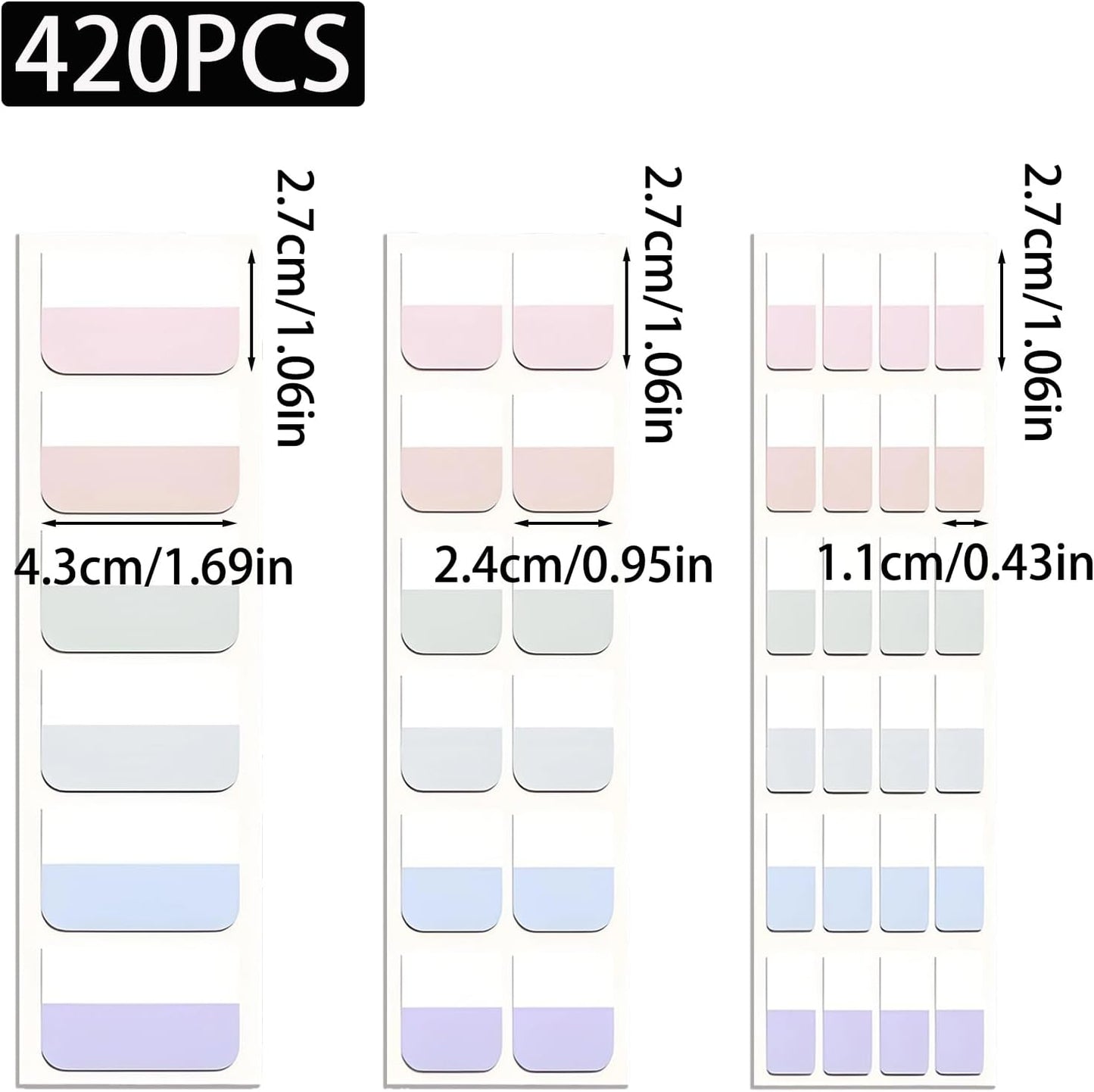 420 Pcs Sticky Index Tabs, Transparent Annotation Tabs, Repositionable Page Sticky Tabs for Notebooks (Bright)